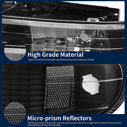 Autosaver88 Headlight Assembly Compatible With 19992002 Chevy Silverado 20002006 Tahoe Suburban Headlamp Bumper Lights Black Housing Reflector