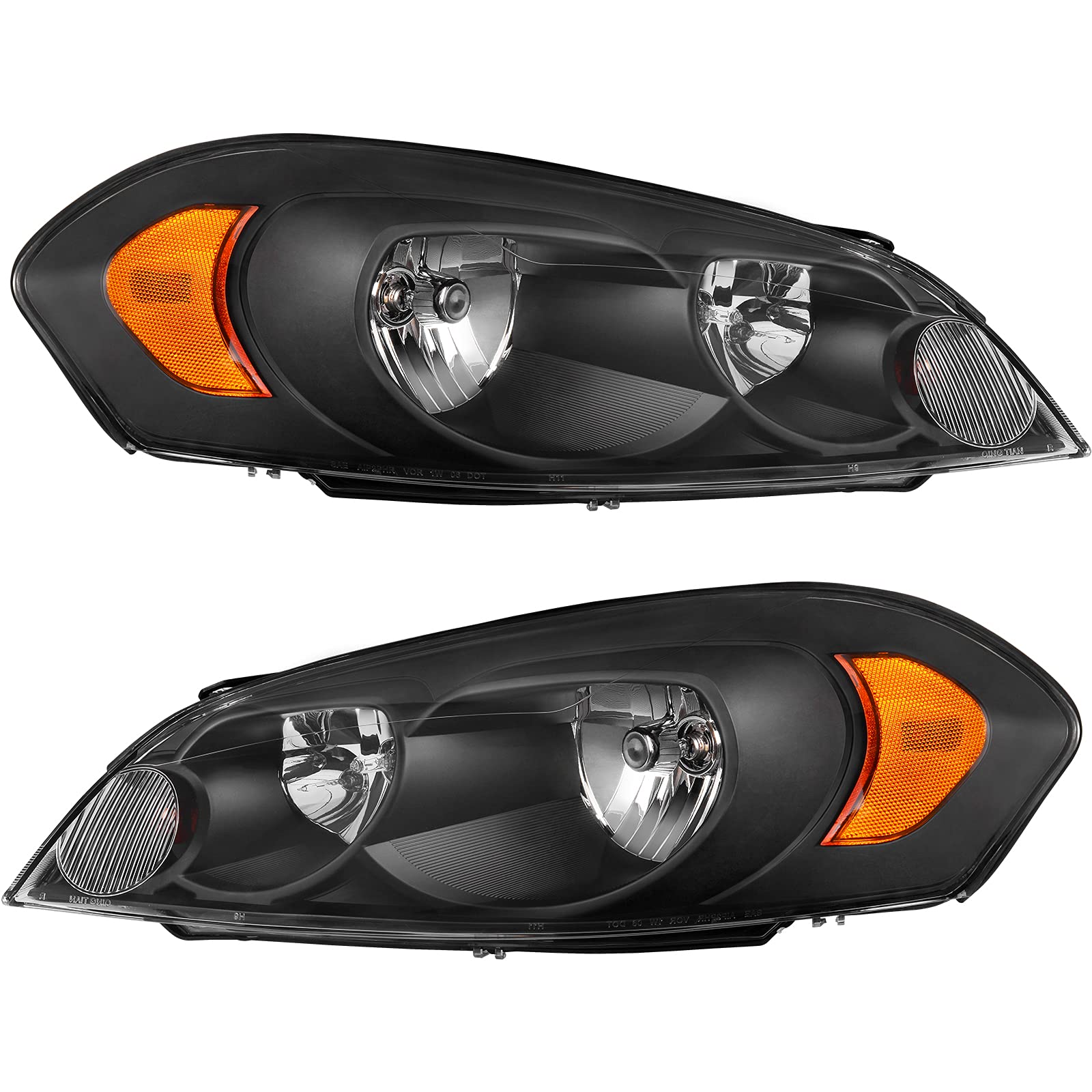 Autosaver88 Headlight Assembly Compatible With 20062013 Chevy Impala 06 07 Monte Carlo Replacement Headlamp Black Housing Amber Reflector Clear Lens A Oe