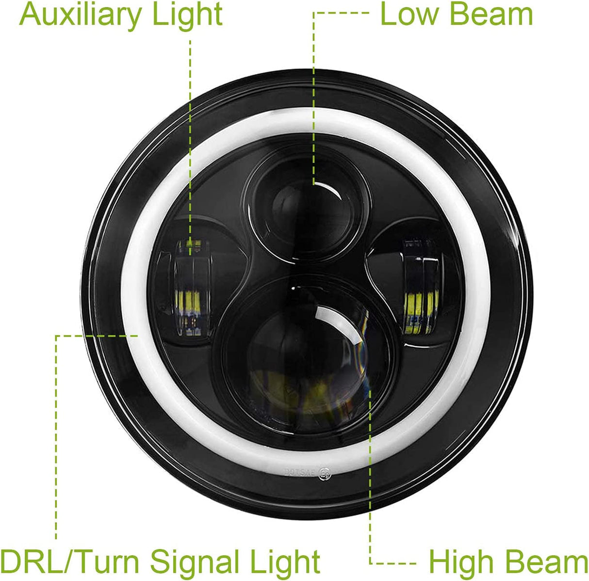 Moclever Round Halo LED Headlight 2pcs 7 Inch Headlights 6000 Lumens Offroad Light Angle Eyes Compatible With Jep Wrangler Tj Jk Cj H4 To H13 Adapter Plug And Play