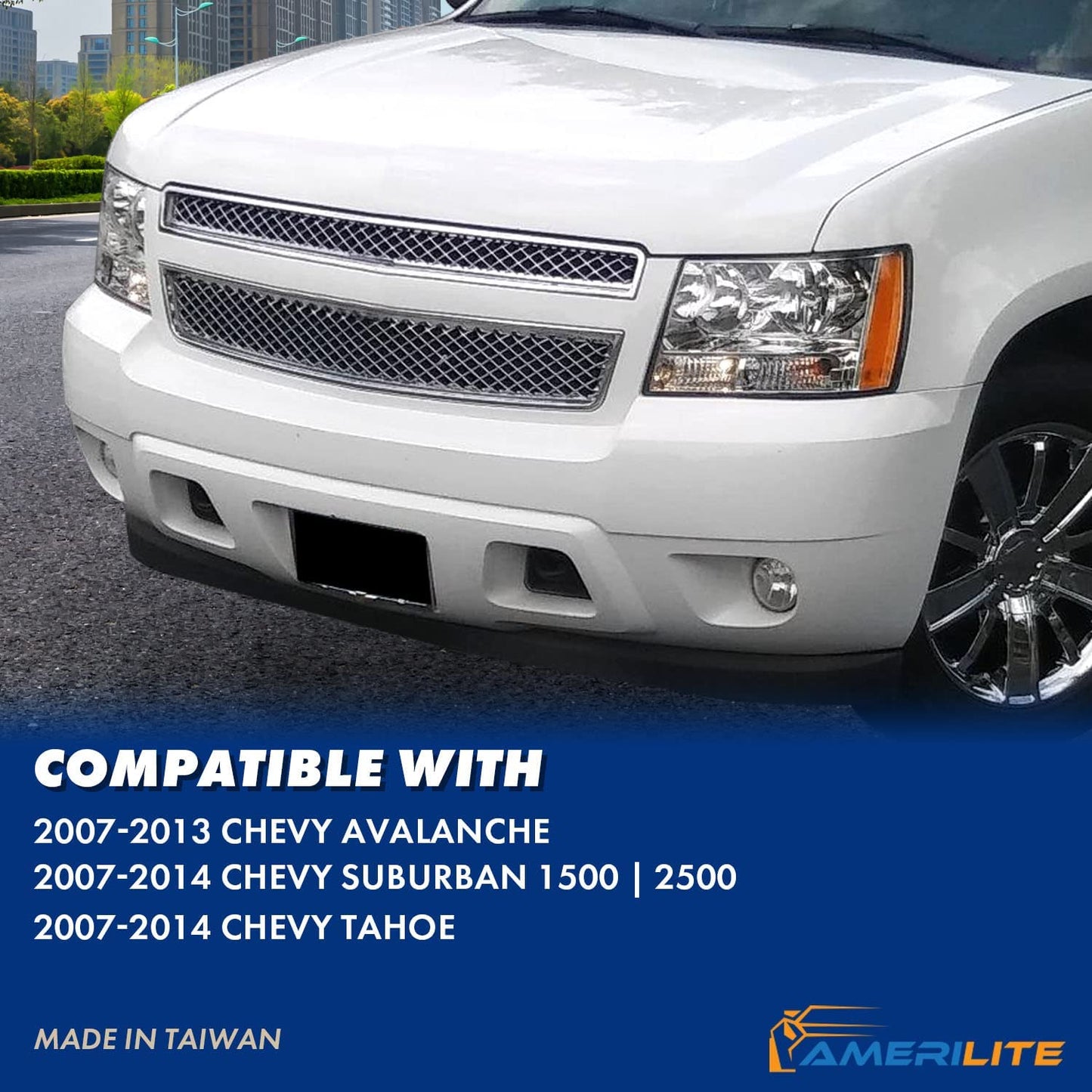 Amerilite For Chevy 0713 Tahoesuburbanavalanche Factory Style Replacement Headlights Pair Driver And Passenger Side Chrome Housing