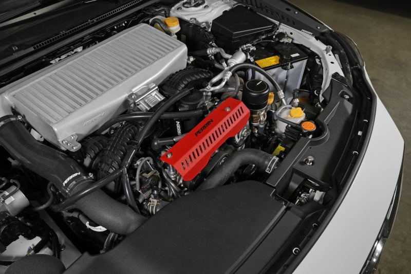 Perrin [22-25 WRX] Pulley Cover | Short Version - Works w/AOS System - Red | PSP-ENG-154RD