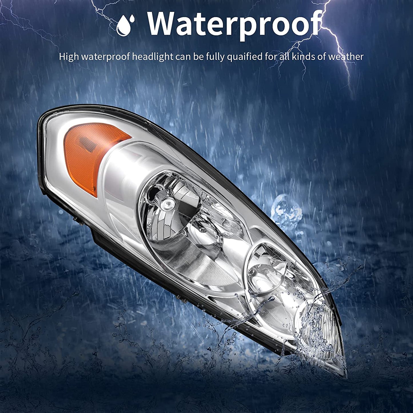 Autosaver88 Headlight Assembly Compatible With 20062013 Chevy Impala 06 07 Monte Carlo Replacement Headlamp Driving Light Chrome Housing Amber Reflector Clear Lens 25958359 25958360 A Oe