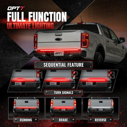 OPT7 Redline Parlux Triple Tailgate Light Bar 60" Bundle for Chevy Silverado-GMC Sierra 1500 19-21 Connect Harness