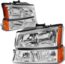 Dna Motoring Hlohcs034pcham Chrome Amber Headlights Compatible With 20032006 Chevy Silveradoavalanche