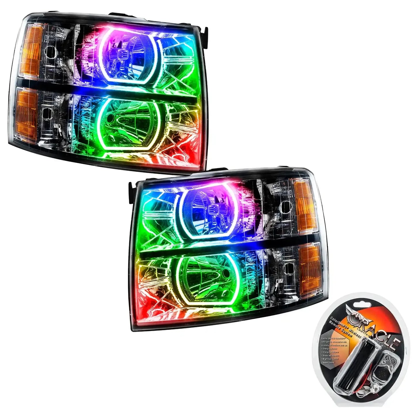 ORACLE Lighting 2007-2013 Chevrolet Silverado Pre-Assembled LED Square Style Halo Headlights - (Black Housing)