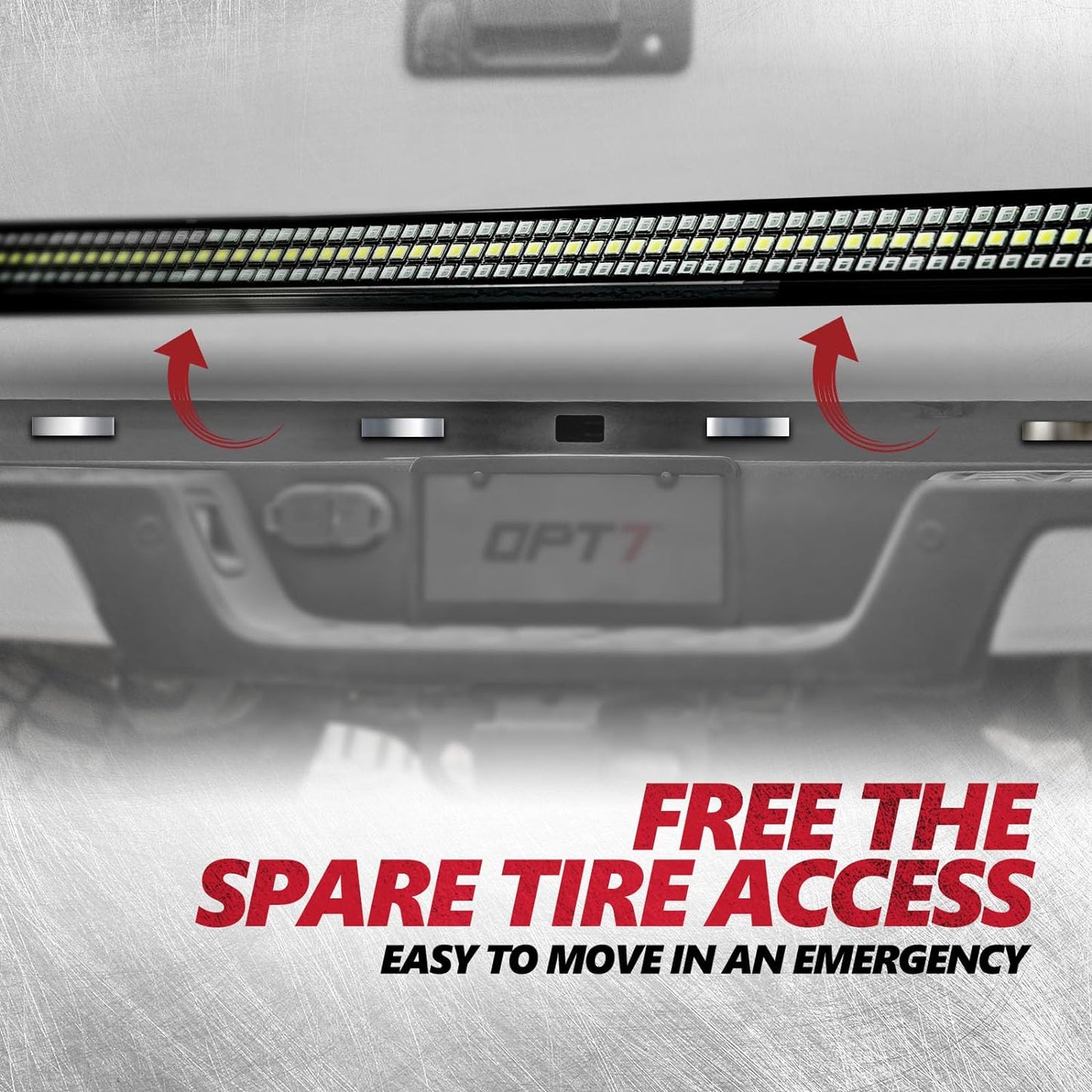 OPT7 Redline Parlux Triple Tailgate Light Bar 60" Bundle for Ford F150 15-20 with Blind Spot Easy Connect Harness and Tailgate Light Bar Magnets