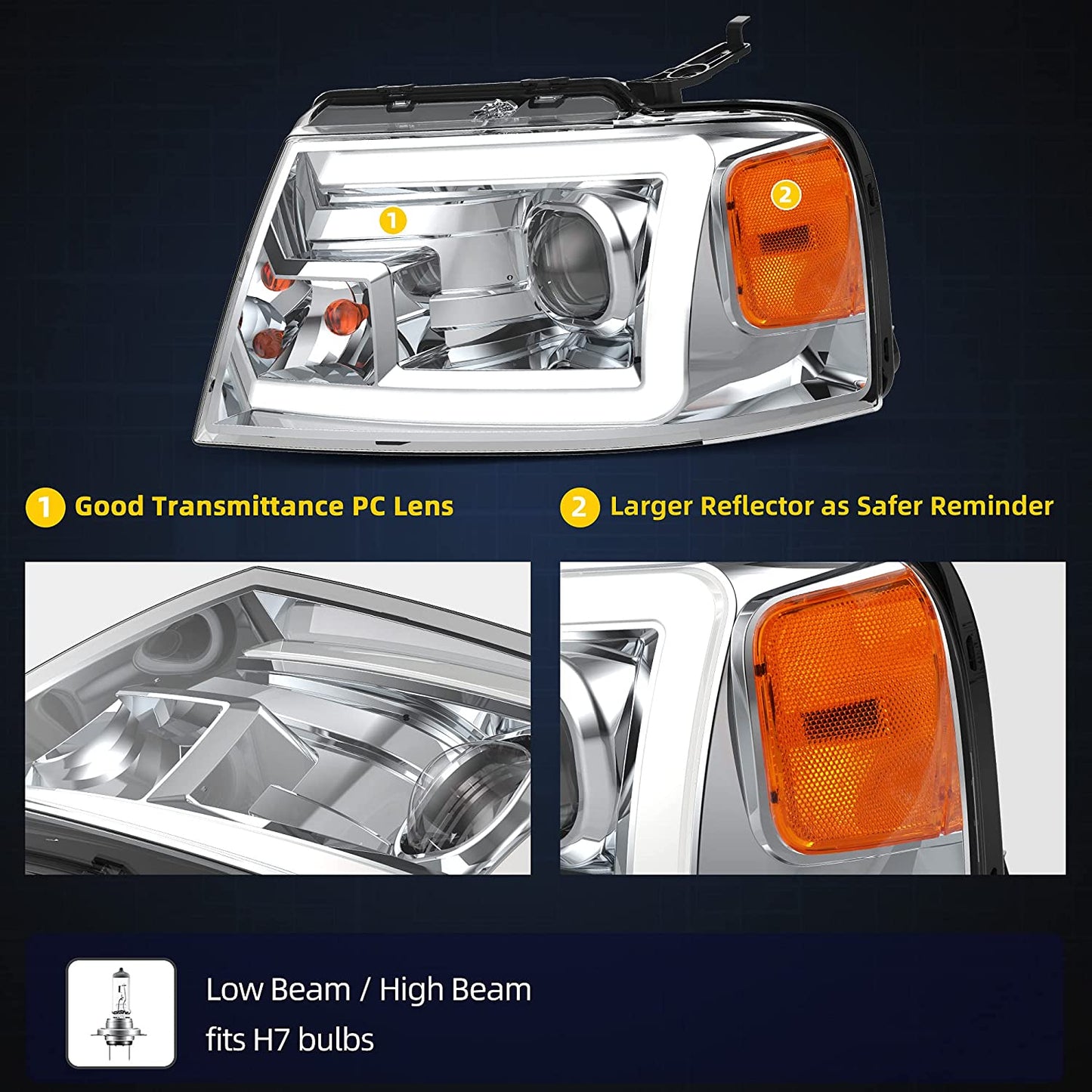 2004-2008 Ford F150 Drl Chrome Housings