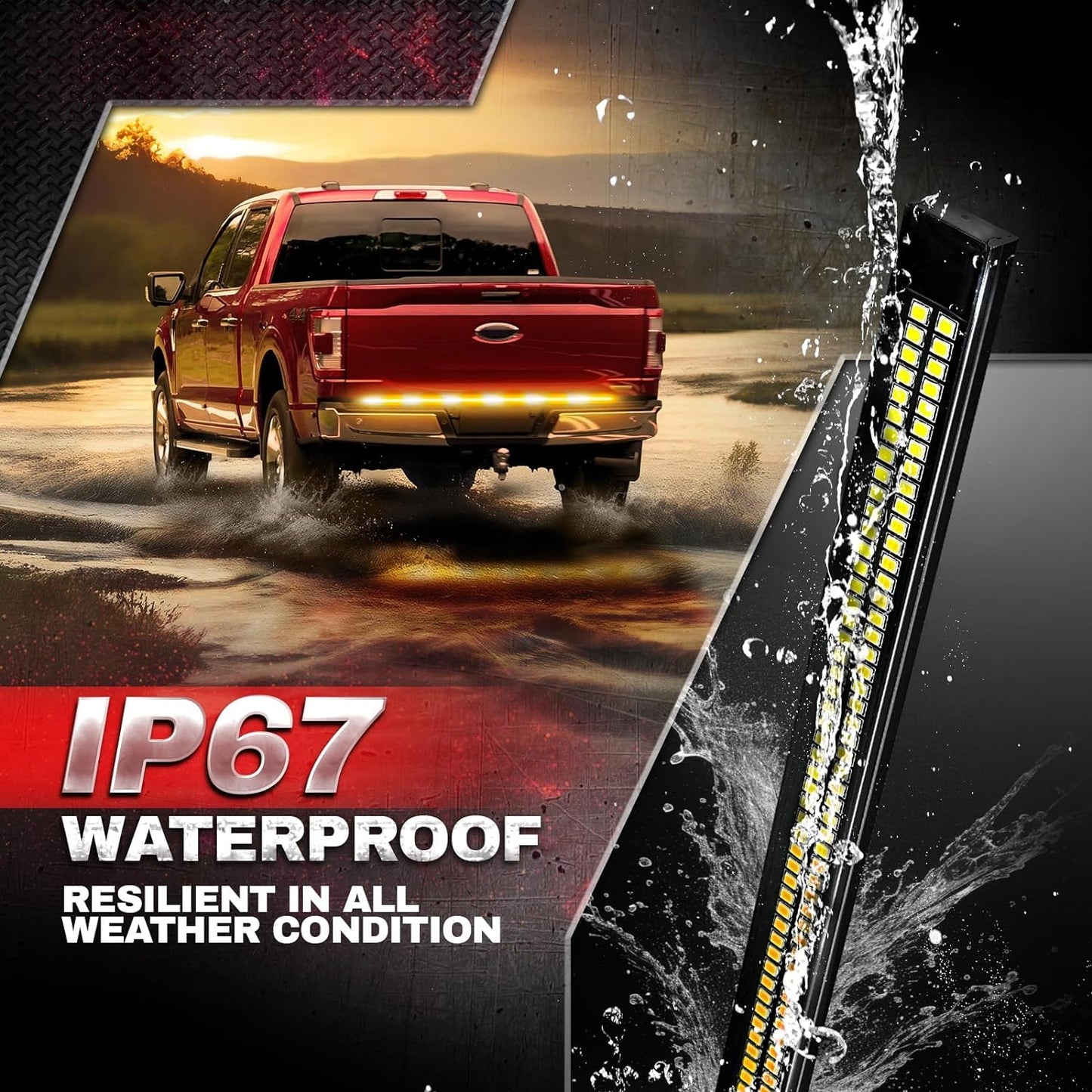 60-Inch Double Row LED Tailgate Warning Light Bar