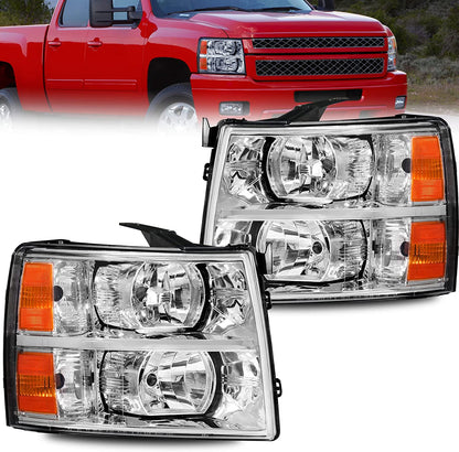 MOSTPLUS Headlight Assembly Compatible with Chevy Chevrolet Silverado 1500 2500 3500 with Black Housing, Clear Lens, Amber Reflector