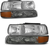 Autosaver88 Headlights Assembly Compatible With 19992002 Chevrolet Silverado 20012002 1500 2500 1500hd 2500hd 3500 20002006 Tahoe Suburban Lights In Bumpers