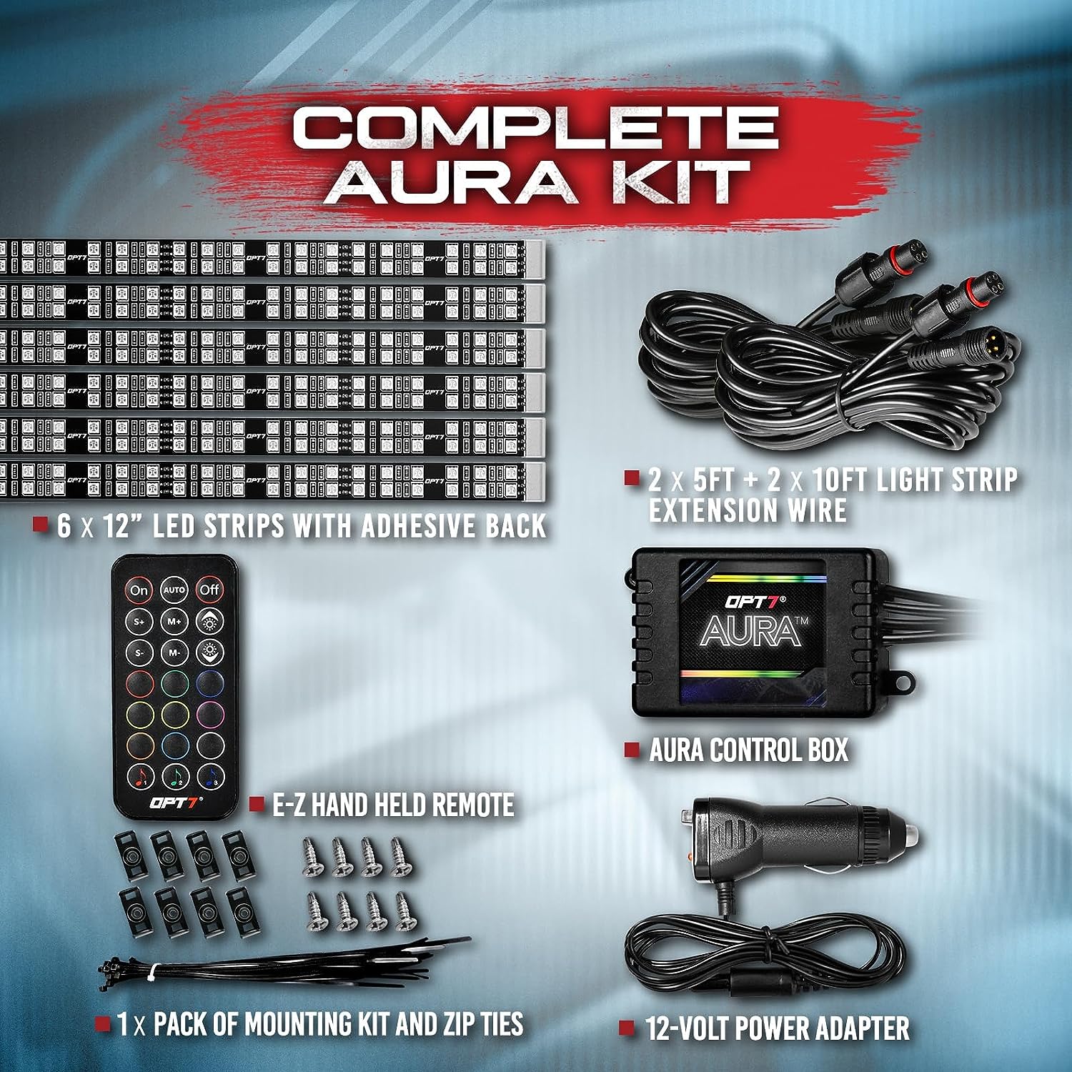 AURA LED Double Row Interior Ambient Lighting Kit - Remote Control Full Color Spectrum