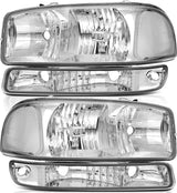 Lbrst Headlight Assembly For Gmc Sierra 1500 19992006 Classic 2007 2500 19992004 Chrome Housing Reflector Clear Lens Driver And Passenger Side Headlamp