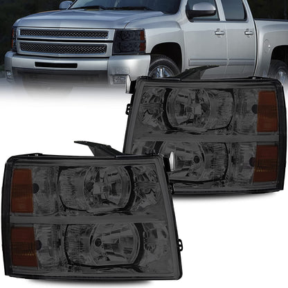 MOSTPLUS Headlight Assembly Compatible with Chevy Chevrolet Silverado 1500 2500 3500 with Black Housing, Clear Lens, Amber Reflector