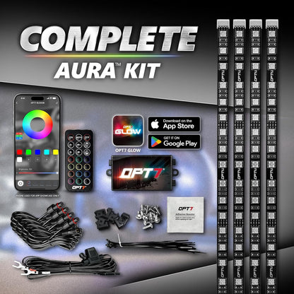 AURA PRO Wheel Well LED Lighting Kit 4 x 24-Inch Multi-Color Strips - Bluetooth Enabled APP Full Color Spectrum