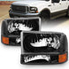 Amerilite For Ford Super Duty F250 F350 F450 F550 Excursion Chrome Factory Style Replacement Headlights Wbumper Corner Set Passenger And Driver Side