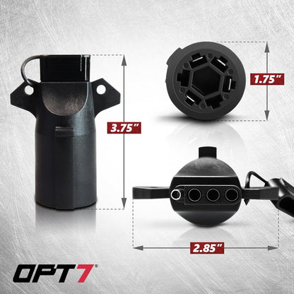 7 Pin to 4 Pin Trailer Adapter w/Secure Tab and 24-inch Hardwire Harness