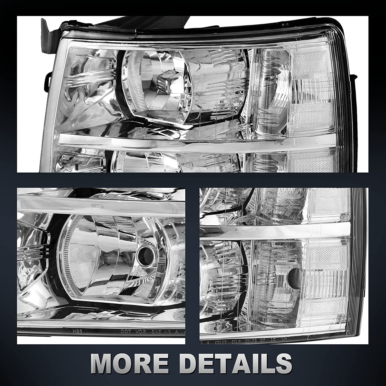 MOSTPLUS Headlight Assembly Compatible with Chevy Chevrolet Silverado 1500 2500 3500 with Black Housing, Clear Lens, Amber Reflector