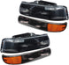 A&P 4PC Chrome Headlight Assembly Clear Lens for Chevy 00-06 Tahoe Suburban 1500 2500/99-02 Silverado 1500 2500/01-02 Silverado 1500HD 2500HD 3500