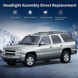 Autosaver88 Headlight Assembly Compatible With 19992002 Chevy Silverado 20002006 Tahoe Suburban Headlamp Bumper Lights Black Housing Reflector Chrome