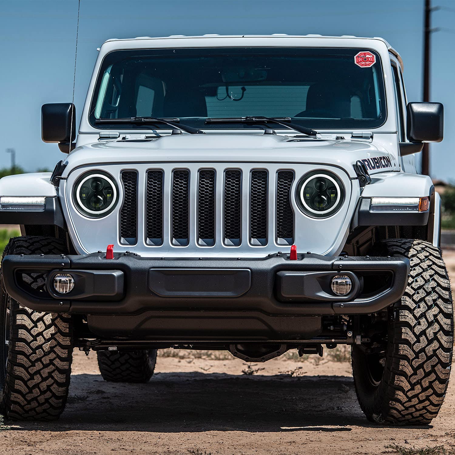 Moclever Round Halo LED Headlight 2pcs 7 Inch Headlights 6000 Lumens Offroad Light Angle Eyes Compatible With Jep Wrangler Tj Jk Cj H4 To H13 Adapter Plug And Play