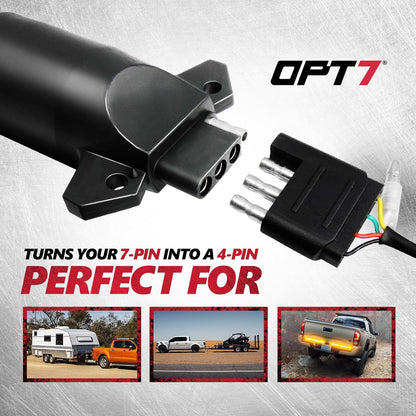 7 Pin to 4 Pin Trailer Adapter w/Secure Tab and 24-inch Hardwire Harness