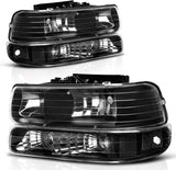 Autosaver88 Headlights Assembly Compatible With 19992002 Chevrolet Silverado 20012002 1500 2500 1500hd 2500hd 3500 20002006 Tahoe Suburban Lights In Bumpers