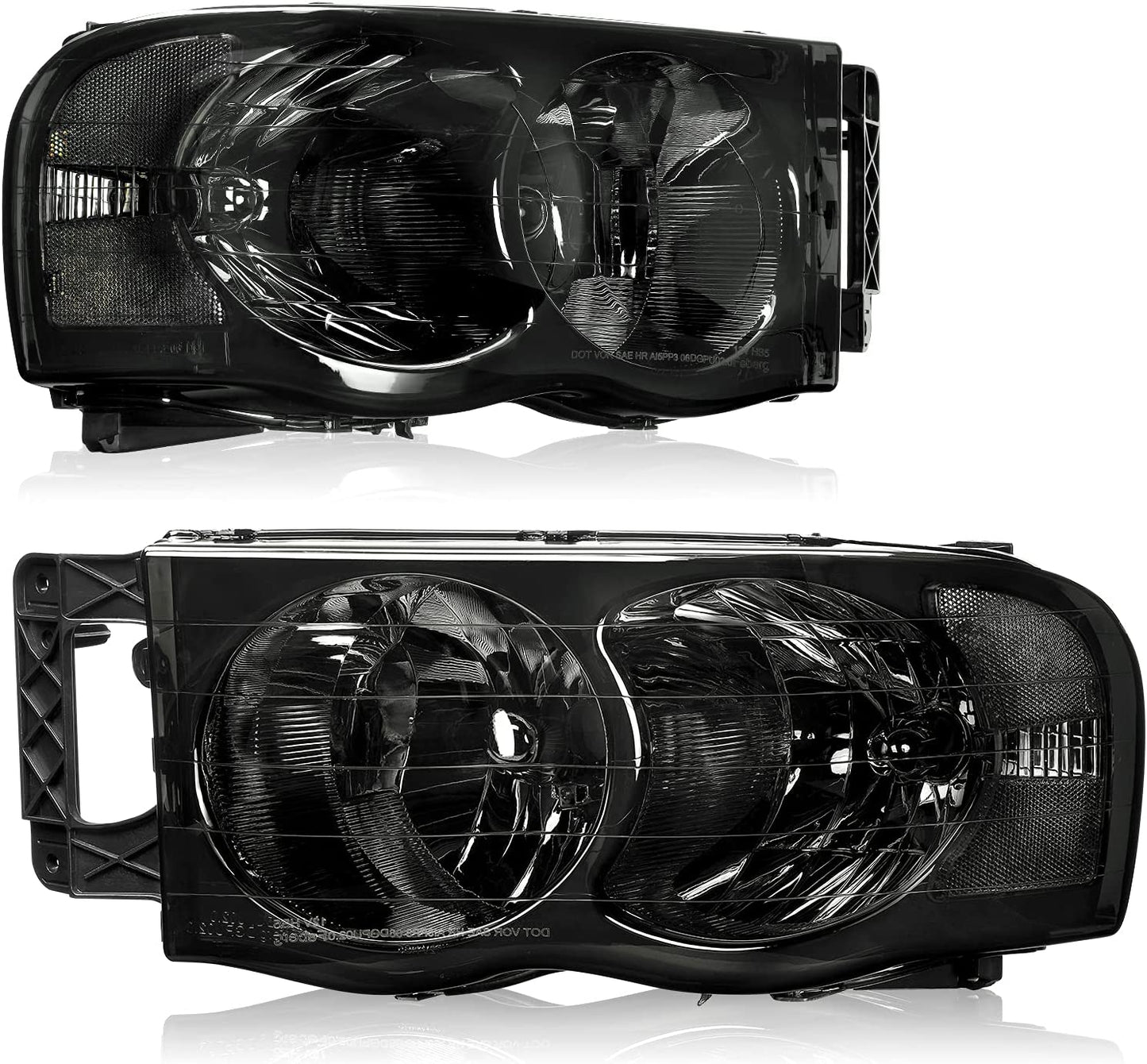 Headlights Assembly For 20022005 Dodge Ram Pickup Headlight Replacement Driving Light Chrome Housing Red Reflector Clear Lens