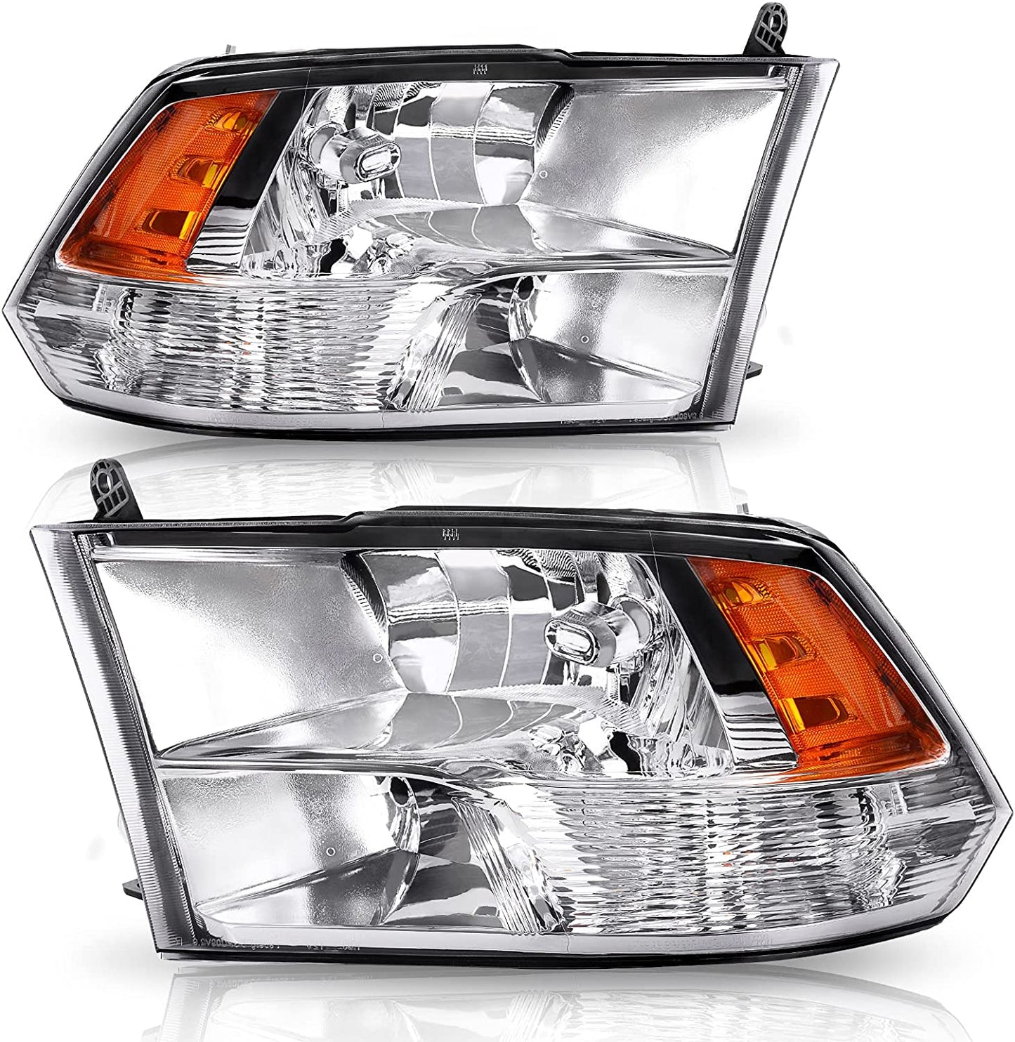 AUTOSAVER88: Montaje de faros delanteros compatible con Dodge Ram 4 puertas 1500 2500 3500, modelo 2009 a 2018. Faro de repuesto para Pickup. Color Negro. Lentes con carcasa transparente.