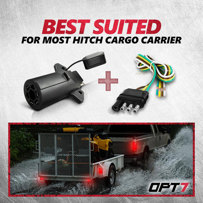 7 Pin to 4 Pin Trailer Adapter w/Secure Tab and 24-inch Hardwire Harness