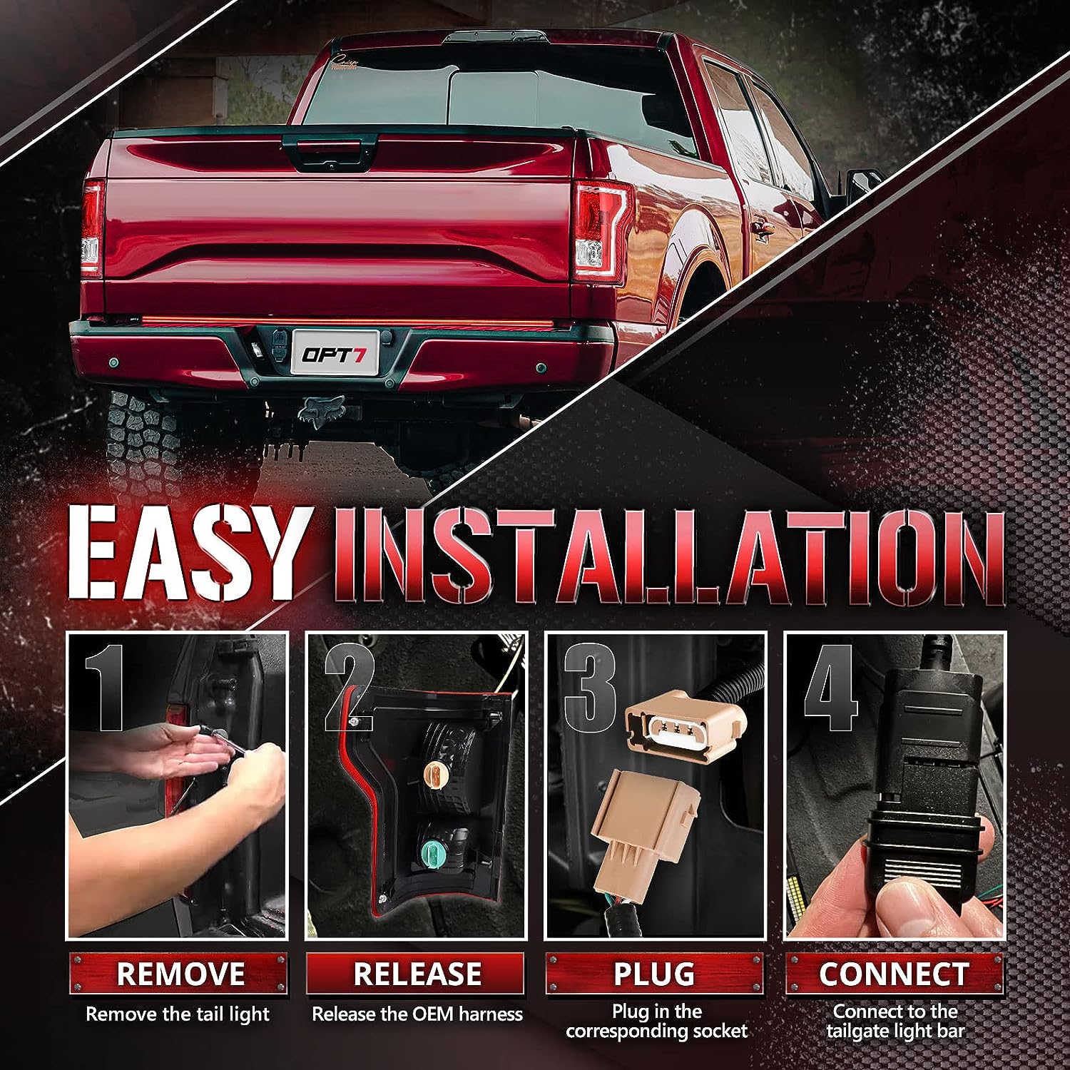 OPT7 Redline Easy Connect Tail Light Harness for Ford F150 15-18