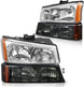 Dwvo Headlight Assembly Compatible With Chevy Silverado Avalanche 1500 2500 3500 Black Clear Housing