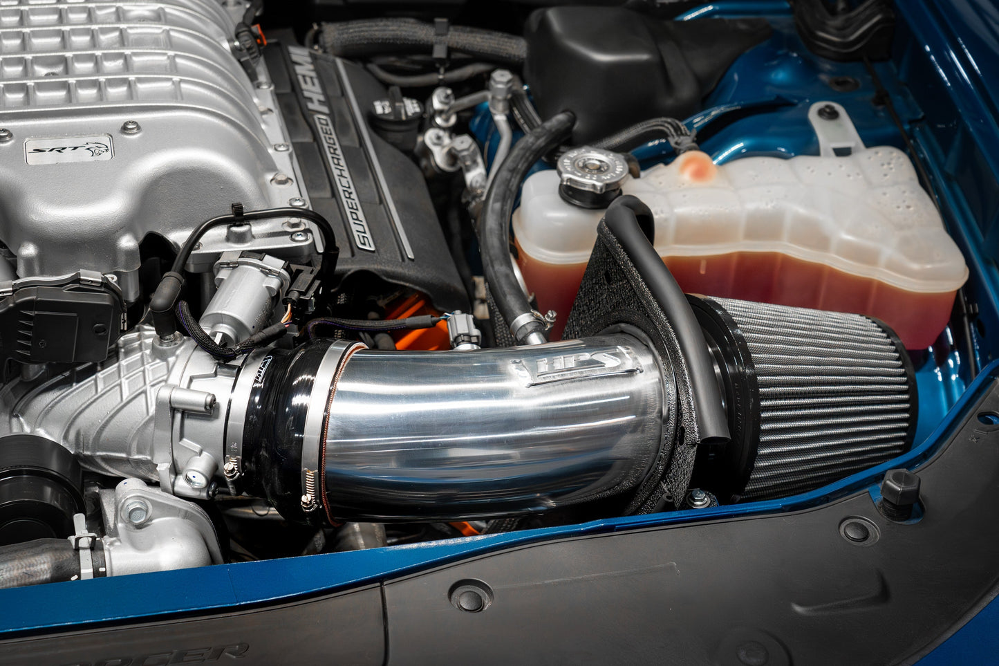 HPS Air Intake with Heat Shield, Dodge 2019-2023 Charger Hellcat 6.2L V8 Supercharged, 827-681