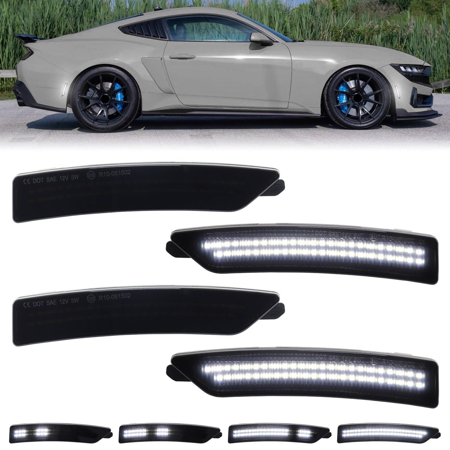 MUSTANG 24-26 FRONT/REAR DYNAMIC SMOKED LED SIDE MARKERS