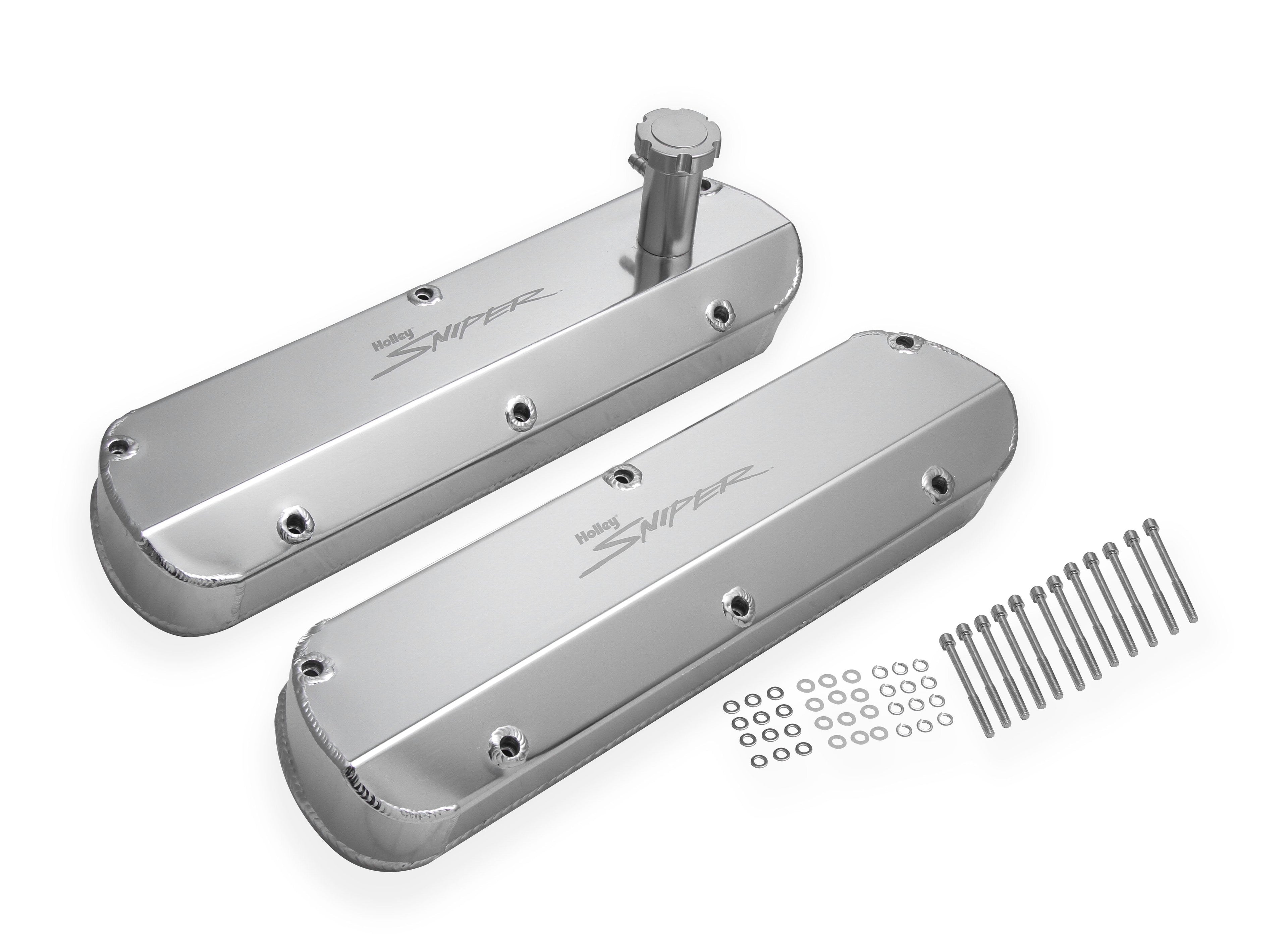 Sniper Valve Cover - Fabricated Aluminum - Ford Small Block - Tall - Tapered Edge - Natural Anodized
