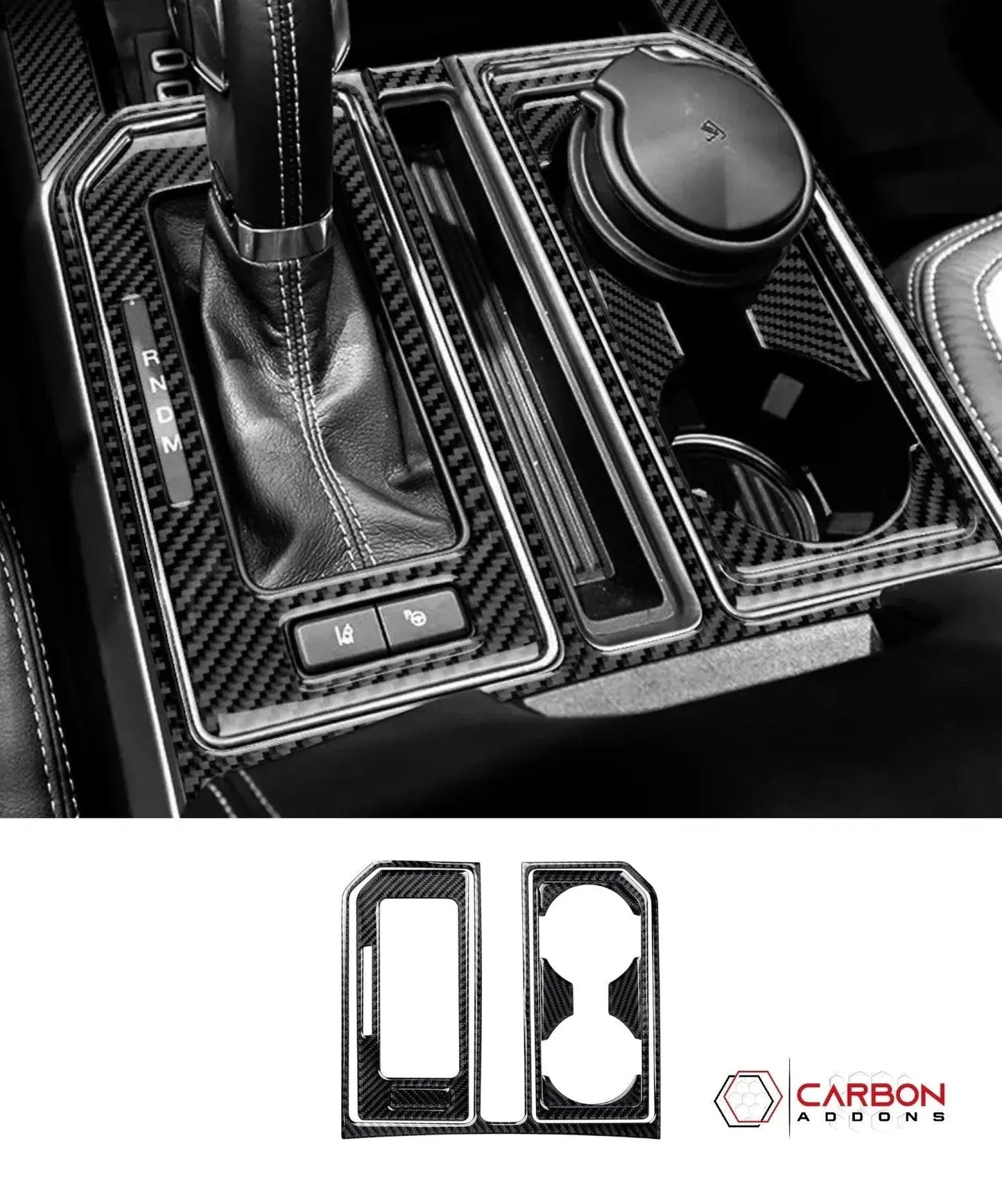 [8pcs] Real Carbon Fiber Gear Shift Panel Overlay | 2015-2020 F150