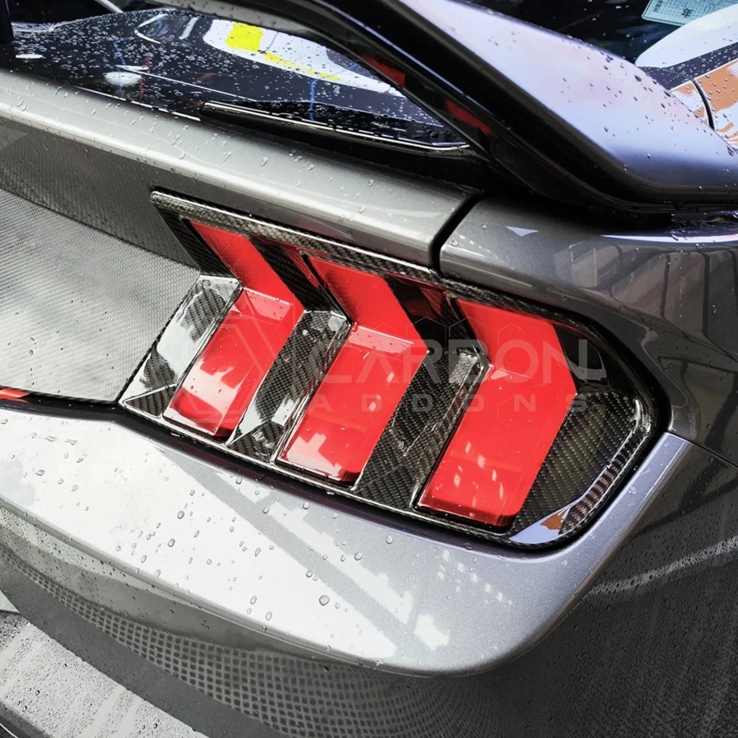 Real Carbon Fiber Taillight Trim Covers for 2024+ Ford Mustang
