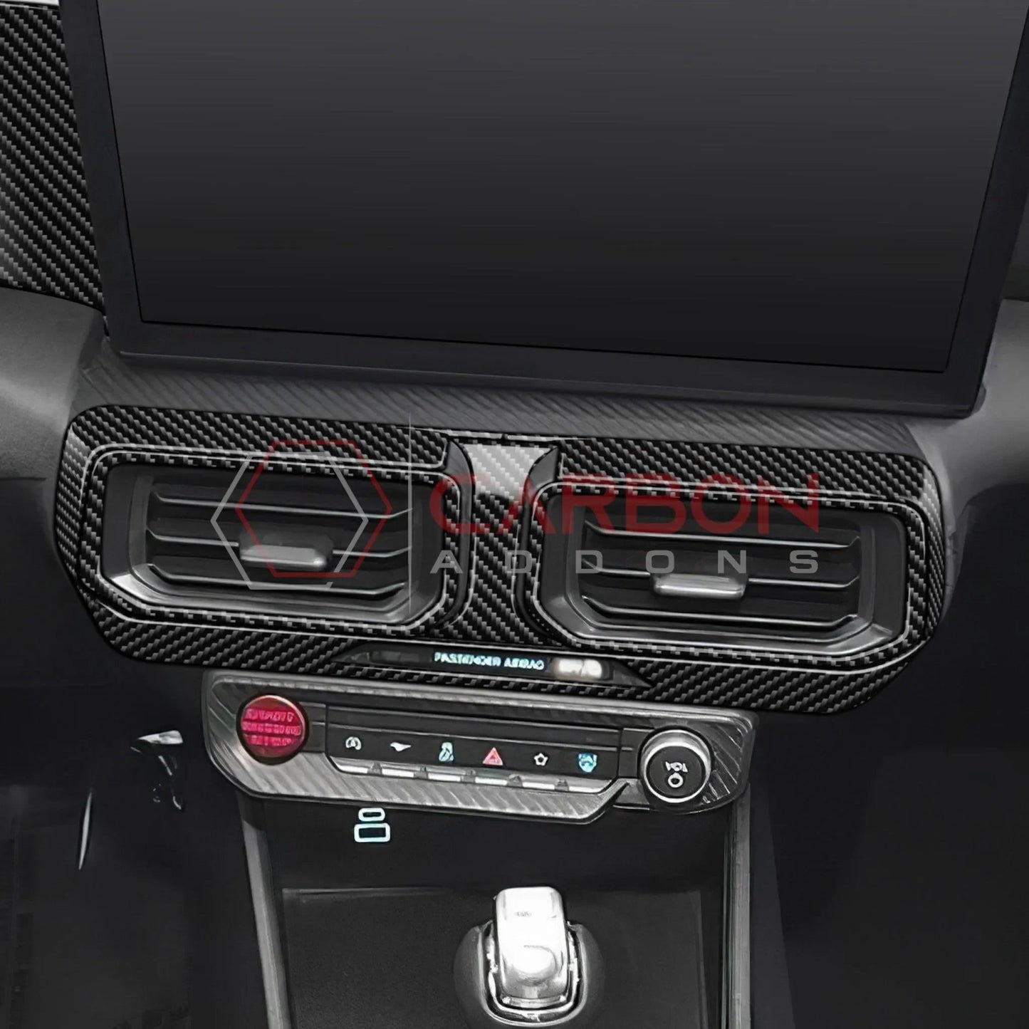 Real Carbon Fiber Center Dashboard A/C Vent Trim Overlays for 2024+ Ford Mustang