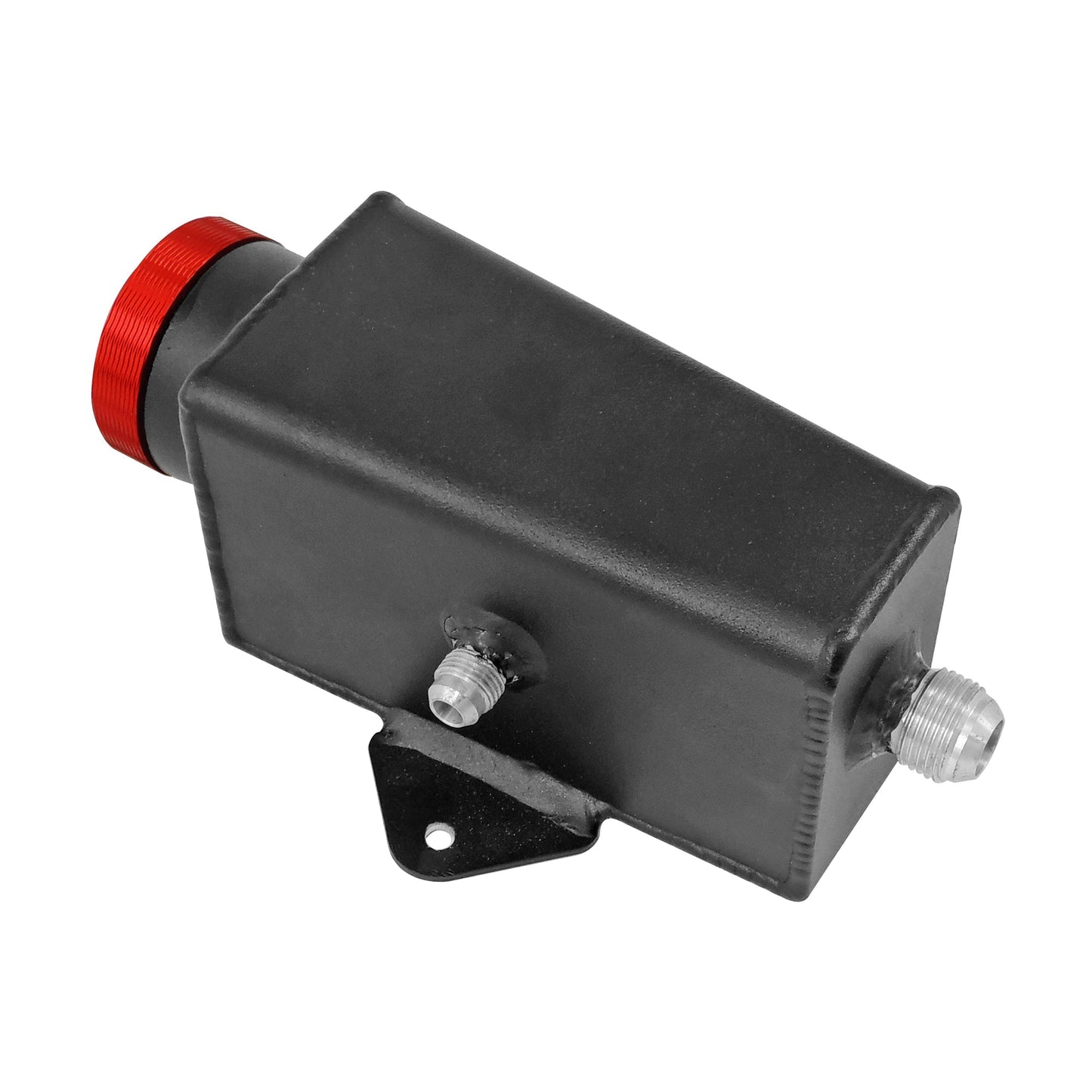 Power Steering Tank Firewall Mount (Right Inlet) + Remote Fill Tank - Red Cap