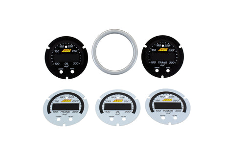 X-Series Temperature Gauge 100-300F - 40-150C Accesory Kit, Silver Bezel, Black Transmission and Oil