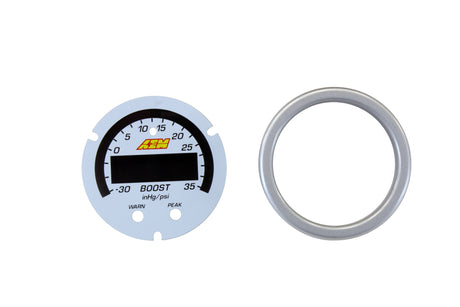 X-Series Boost Pressure Gauge -30inHg-35psi - -1-2.5bar Accessory Kit, Silver Bezel and White Facepl