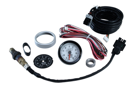 Analog Style Wideband UEGO Gauge, 8.5-18 Gasoline AFR, incl blk and wht faces, blk and silvr bezels