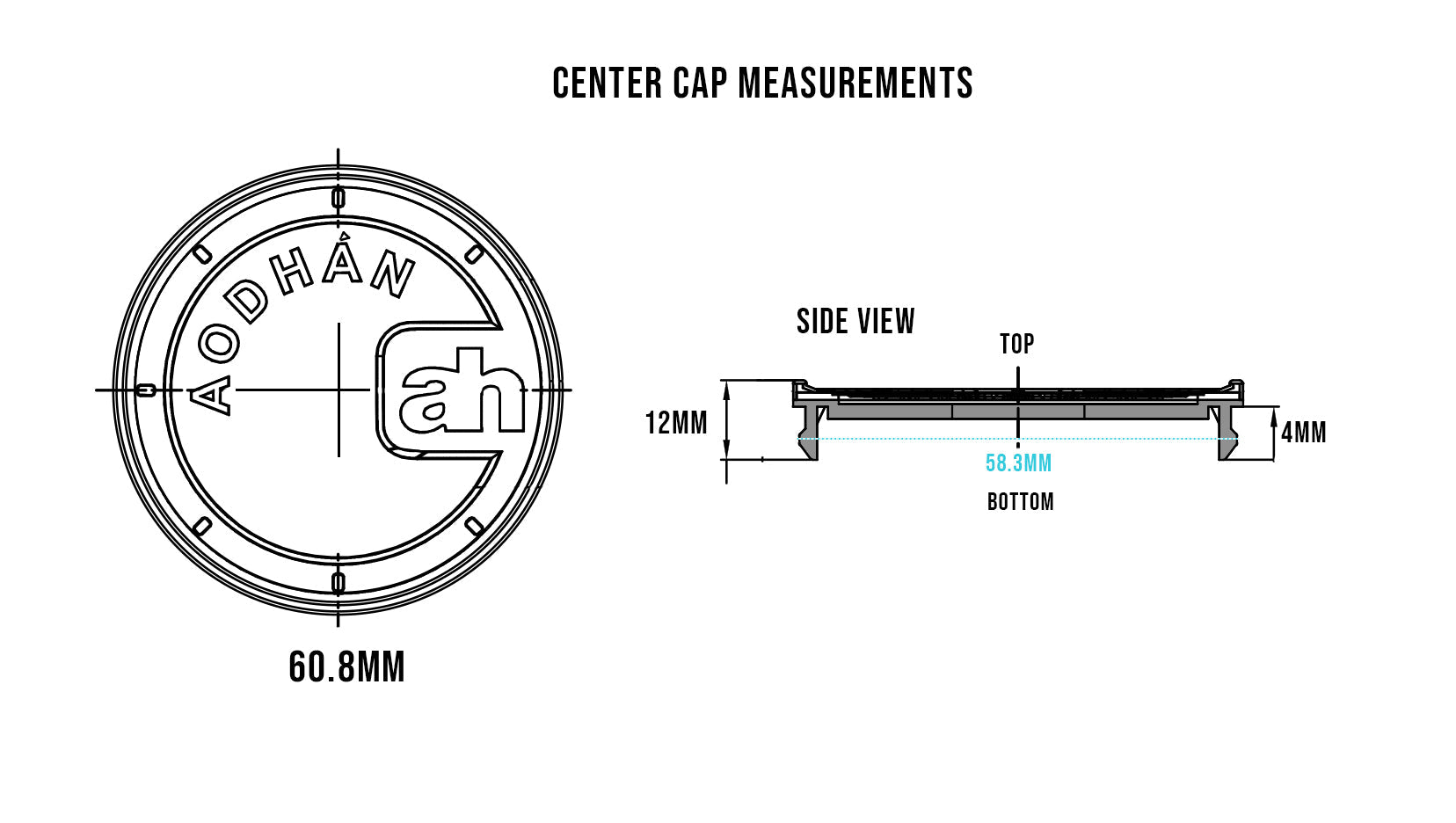 Center Cap Fits AH Series (Exclude: AH07,AH08,AH-X,AH-11)