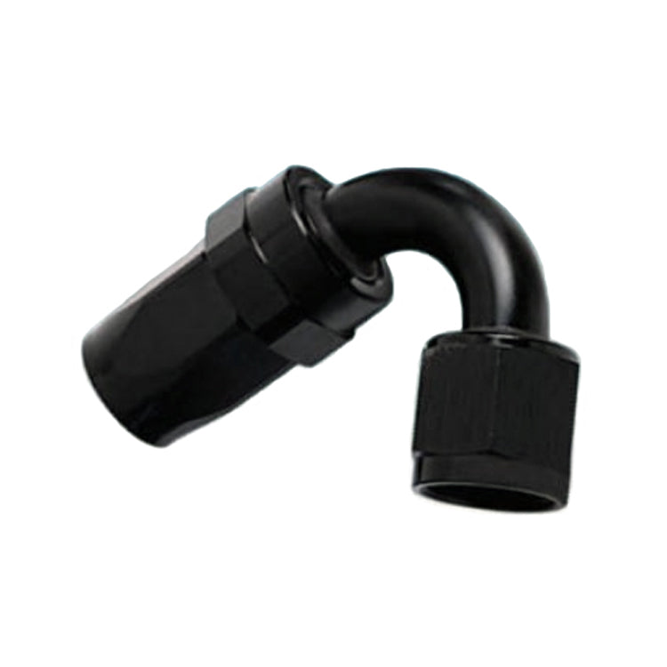 -8AN Female 120° Hose End, Swivel Style, Black Hard Anodized Aluminum