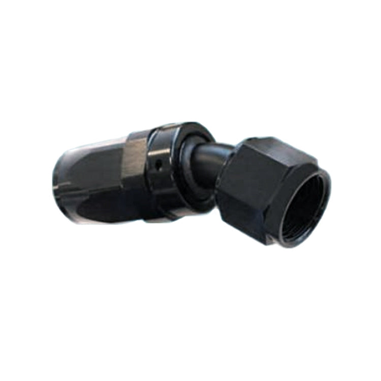 -6AN Female 30° Hose End, Swivel Style, Black Hard Anodized Aluminum