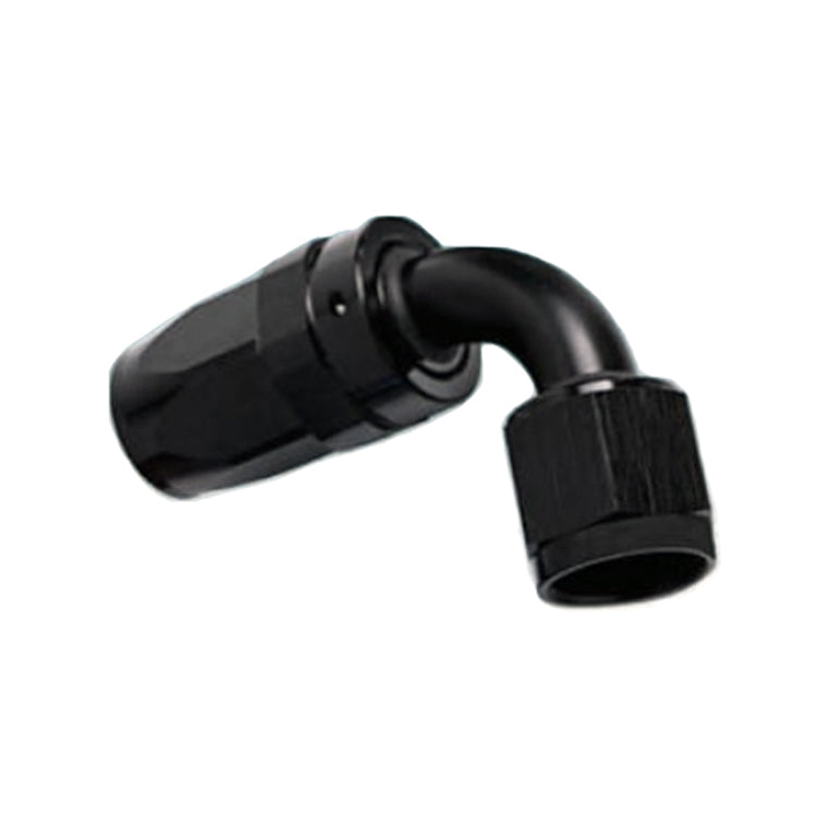 -20AN Female 90° Hose End, Swivel Style, Black Hard Anodized Aluminum