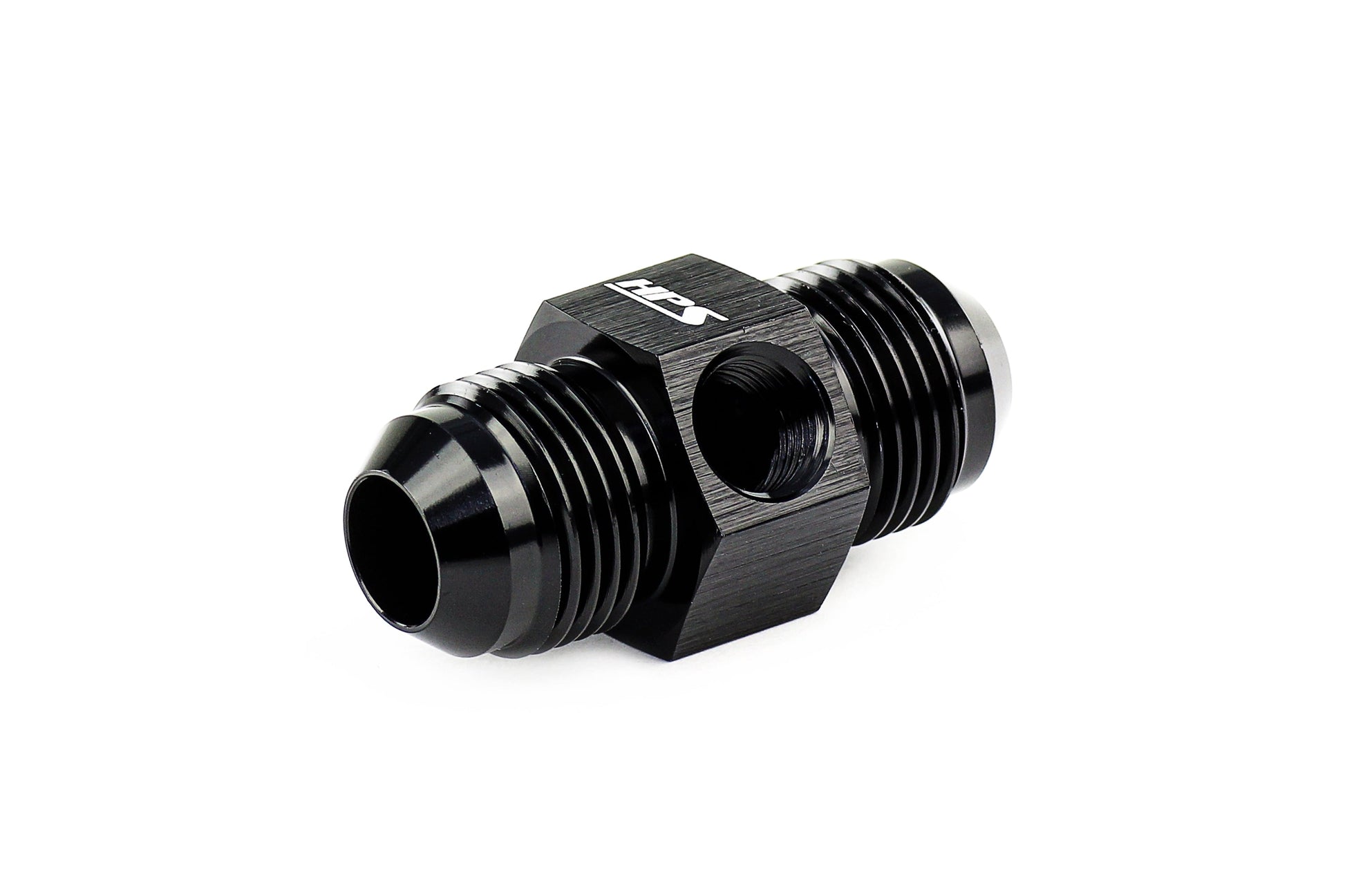 HPS AN Male to Male Adapter with 1/8" NPT Female Port, Aluminum, Black