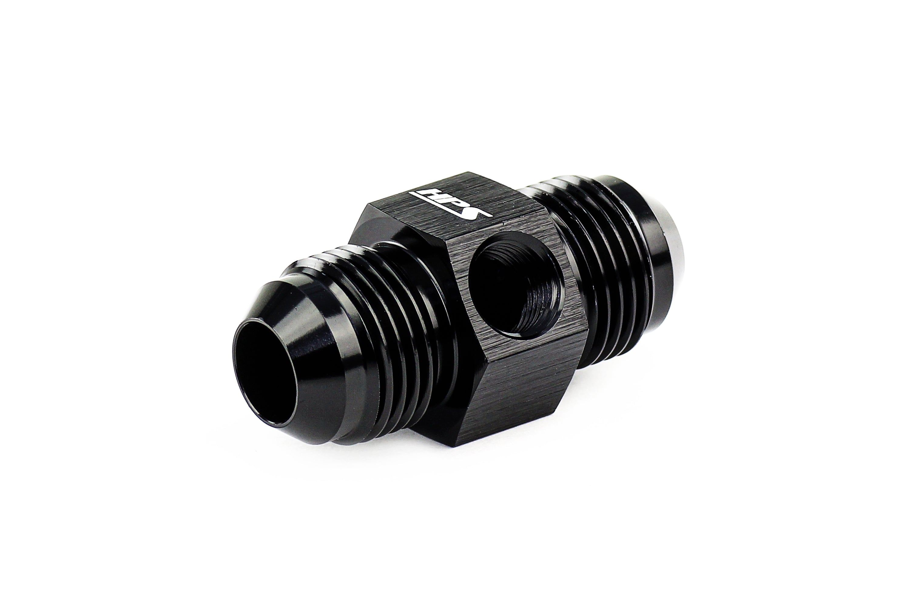 HPS AN Male to Male Adapter with 1/8" NPT Female Port, Aluminum, Black