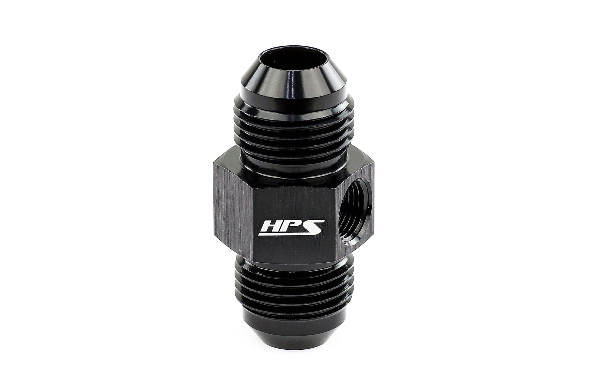 HPS AN Male to Male Adapter with 1/8" NPT Female Port, Aluminum, Black