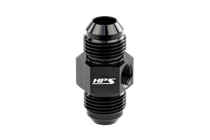 HPS AN Male to Male Adapter with 1/8" NPT Female Port, Aluminum, Black