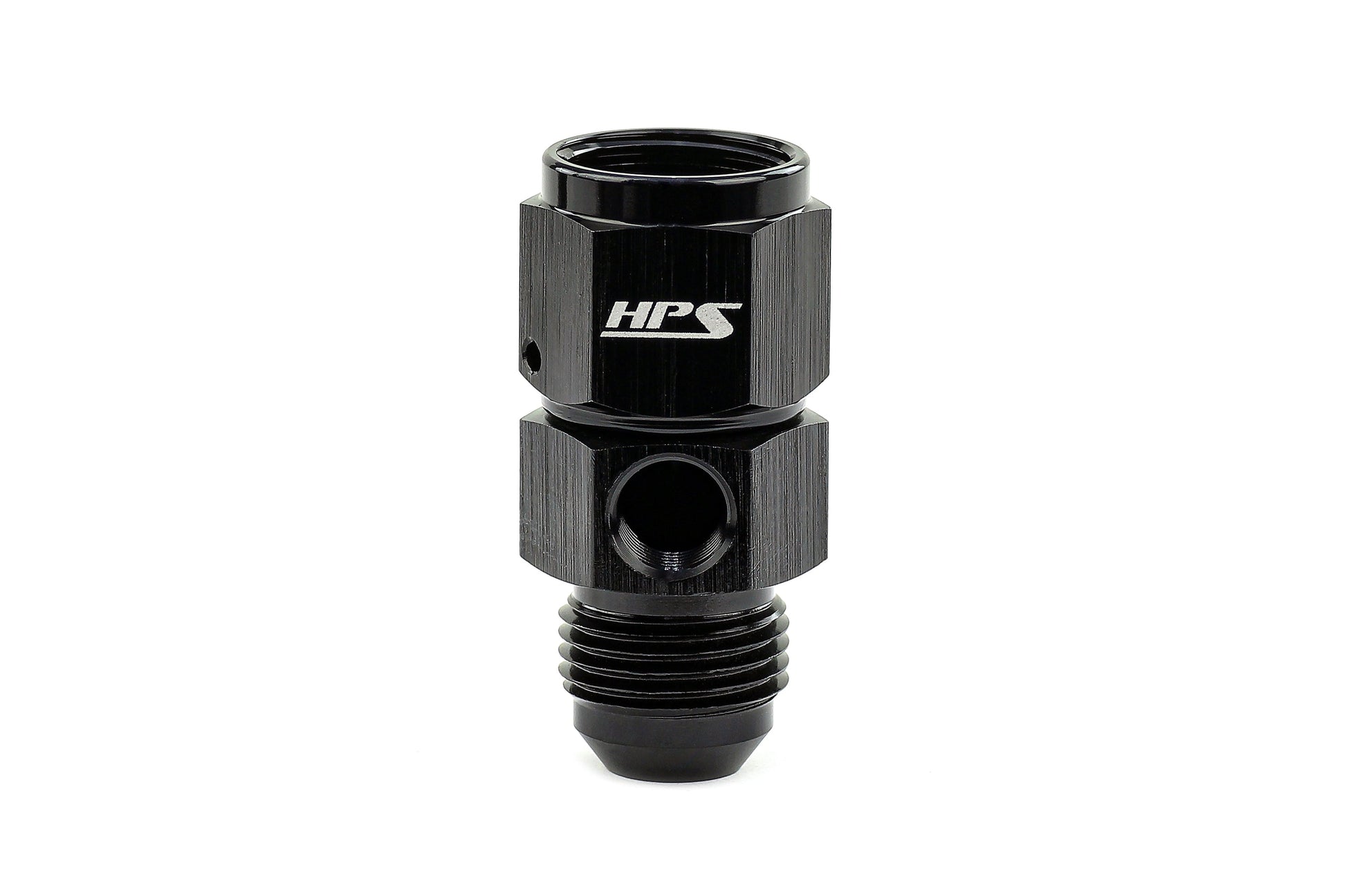 HPS AN Male to Female Fuel Pressure Gauge Adapter with 1/8" NPT Female Port, Aluminum, Black